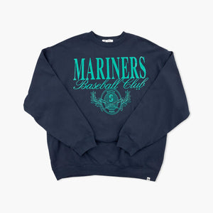 Seattle Mariners Navy Laurel Crest Women's Crewneck