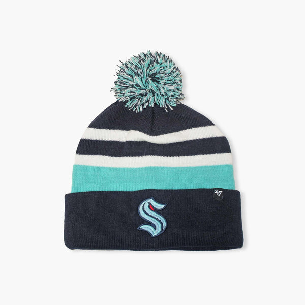 Seattle Kraken Navy State Line Cuff Pom Beanie