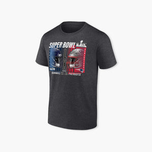 New England Patriots vs. Seattle Seahawks Super Bowl LX Matchup Final Battle T-Shirt - Charcoal