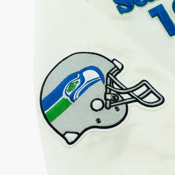 Seattle Seahawks Cream Throwback Classic Satin Jacket