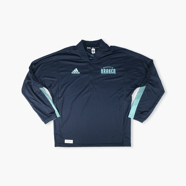 Seattle Kraken Navy Wordmark Adidas 1/4 Zip
