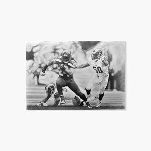 Marshawn Lynch 18″ x 12″ Keegan Hall Print - Autographed by Keegan Hall