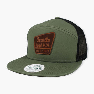 Seattle Hopback 7-Panel Olive/Black Trucker Hat