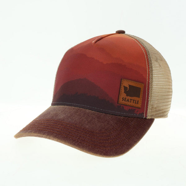 Seattle Old Favorite Brown Mountain Sunset Trucker Hat