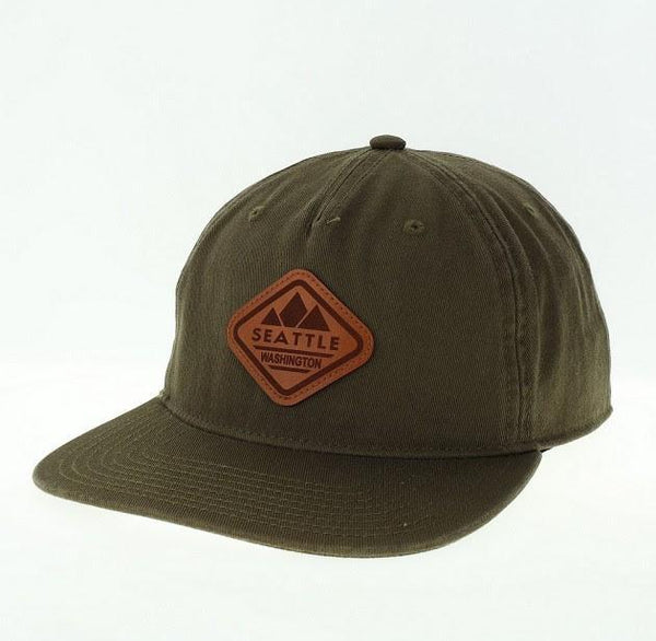 Seattle Dark Olive 5-Panel Flat Brim Diamond Adjustable Hat