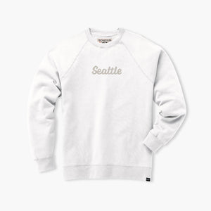 Seattle White Hometown Embroidered Crewneck