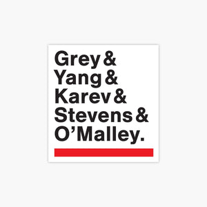 Grey's Anatomy Names Sticker