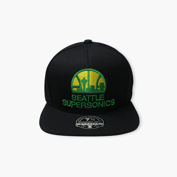 Seattle SuperSonics Black Skyline Logo Fitted Hat