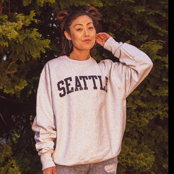 Seattle Silver Grey Reverse Weave Crewneck