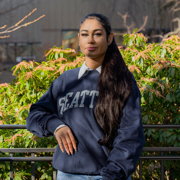 Seattle Marine Navy Reverse Weave Crewneck