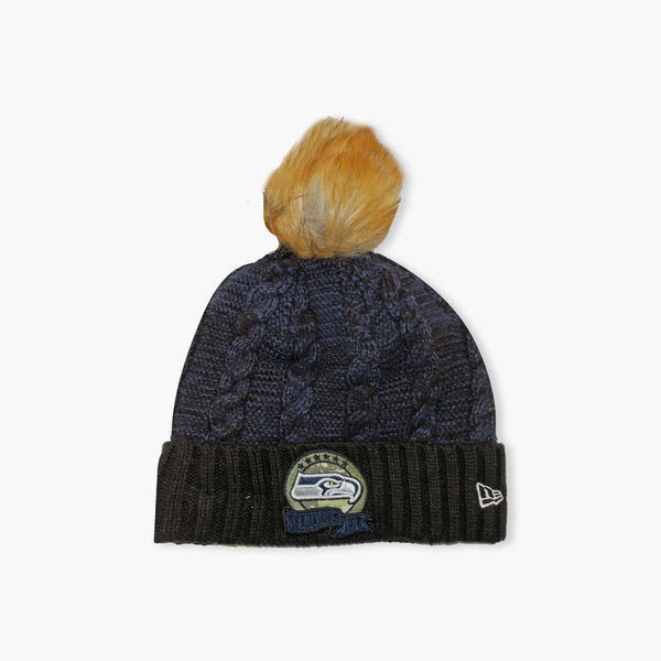 New Era Seattle Seahawks 2022 Salute to Service Women's Cuff Pom Beanie
