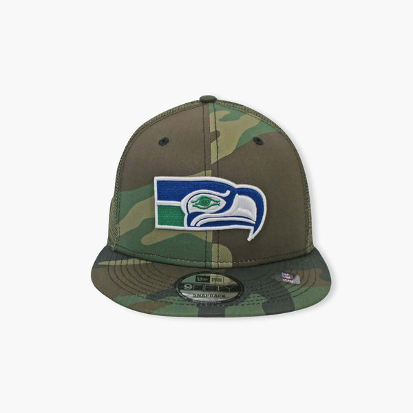 New Era Seattle Seahawks Throwback Camo Flat Bill Trucker Hat