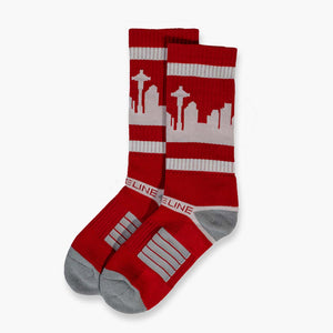 Seattle City Skyline Crimson Strideline Socks