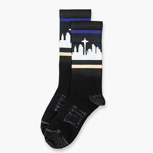 Seattle City Skyline Dawgs Black Strideline Socks