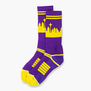 Seattle City Skyline Dawgs Purple Strideline Socks