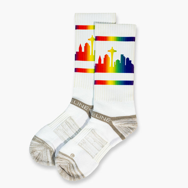 Seattle City Skyline Pride Strideline Socks