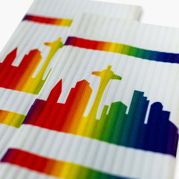 Seattle City Skyline Pride Strideline Socks