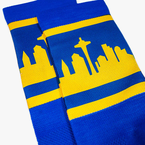 Seattle City Skyline Royal & Gold Strideline Socks