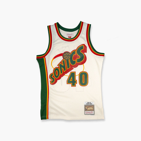 Seattle SuperSonics Shawn Kemp 1996 Cream Swingman Jersey
