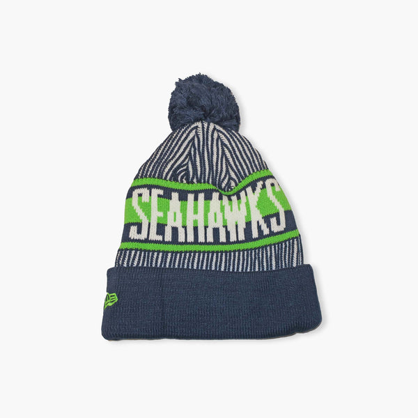 Seattle Seahawks Navy Striped Wordmark Beanie