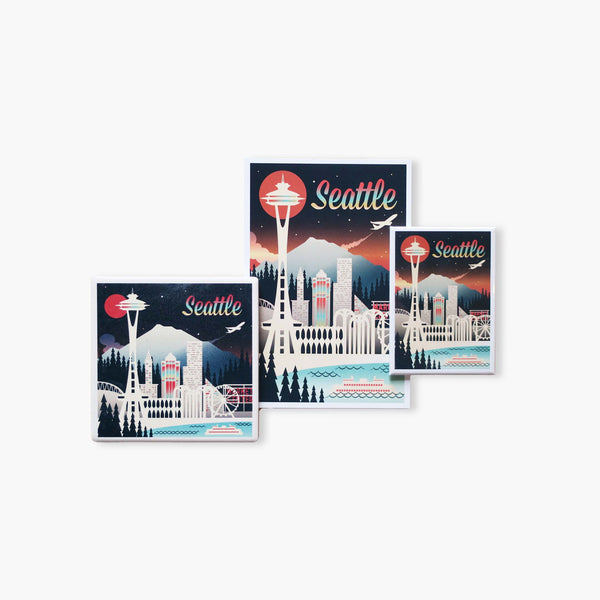 Seattle Skyline Retro Chromatic Souvenir