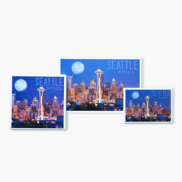 Seattle Skyline & Full Moon Souvenir