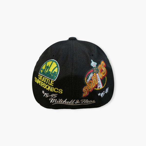 Seattle SuperSonics Black All Logos Fitted Hat