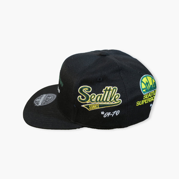 Seattle SuperSonics Black All Logos Fitted Hat