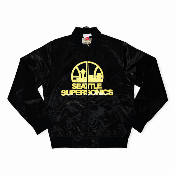 Seattle SuperSonics Black & Gold Skyline Full-Zip Satin Jacket