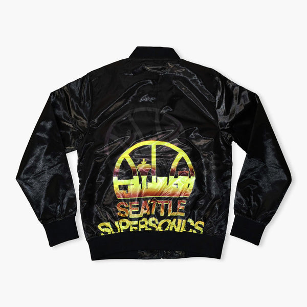 Seattle SuperSonics Black & Gold Skyline Full-Zip Satin Jacket