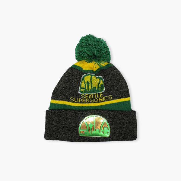 Seattle SuperSonics Heather Black Pom Beanie