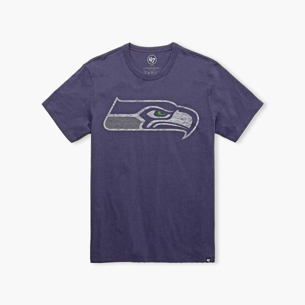Seattle Seahawks Atlas Blue Logo Distressed T-Shirt