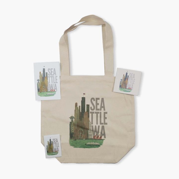 LP Seattle Vintage Watercolor Souvenir