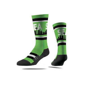 Seattle City Skyline Green & Black Strideline Socks