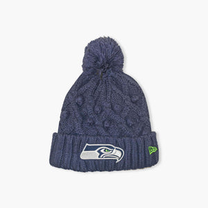 Seattle Seahawks Women's Navy Toasty Cuff Pom Beanie