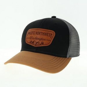 PNW Mountain Black/Caramel Snapback Hat