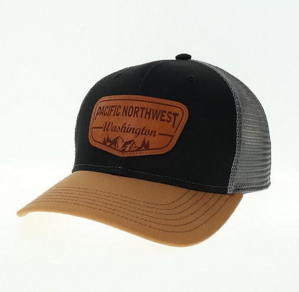 PNW Mountain Black/Caramel Snapback Hat