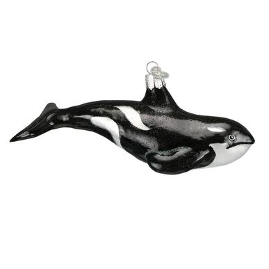 Old World Orca Whale Glass Ornament